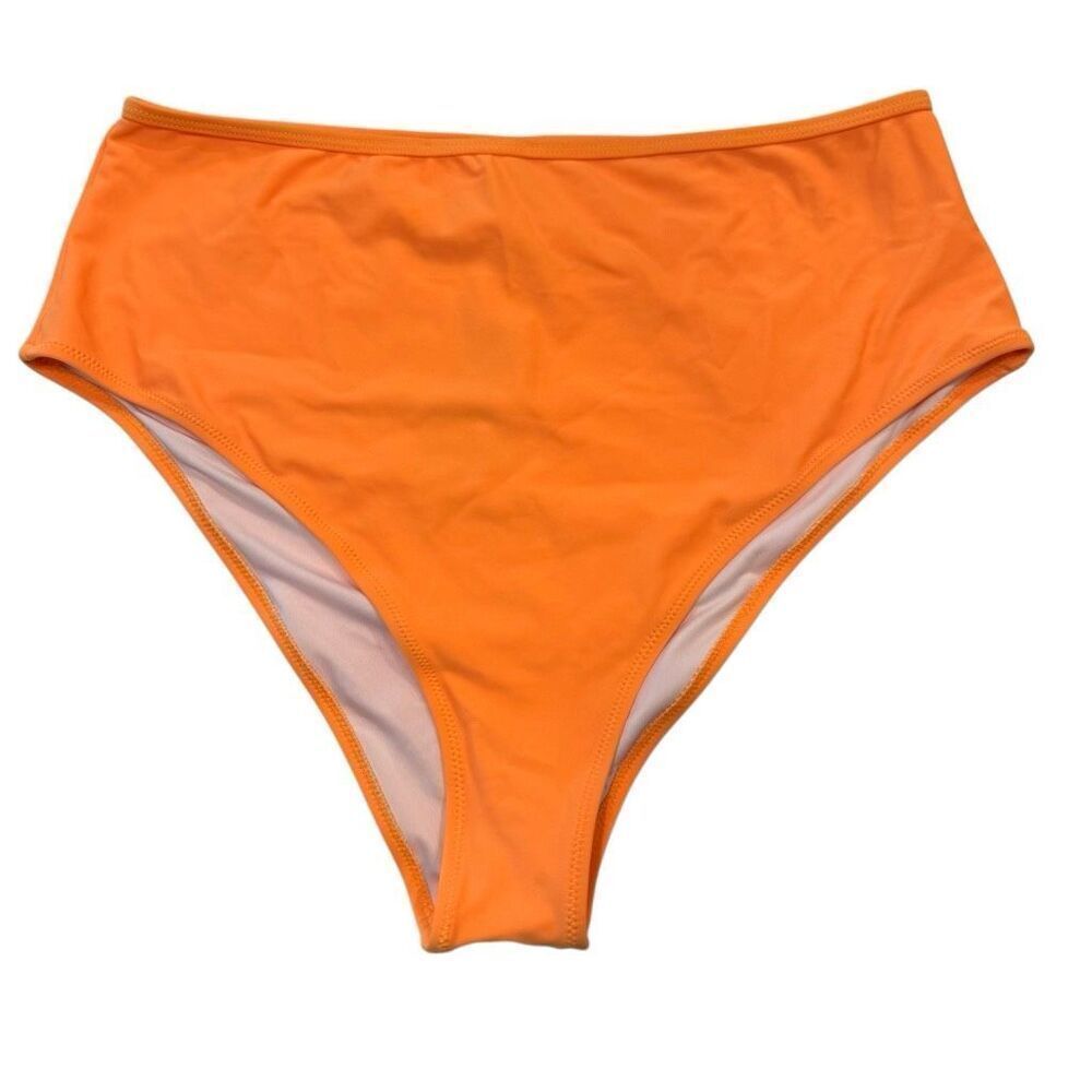 NWT Cupshe High Waisted Cheeky Swim Beach Summer Bikini Bottom Orange Size XL